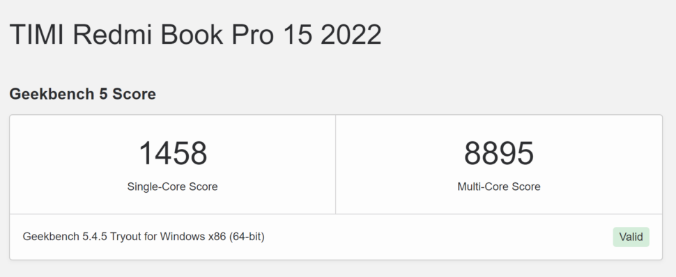 Redmi Book Pro 15 2022 Benchmarks 1 1