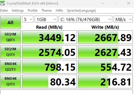 Geekom IT11 NVME SSD Geschwindigkeit