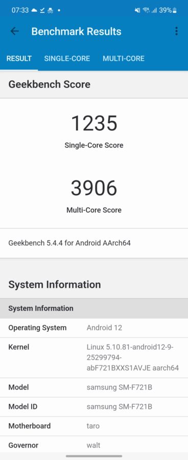 Samsung Galaxy Z Flip 4 Benchmarks Test 2
