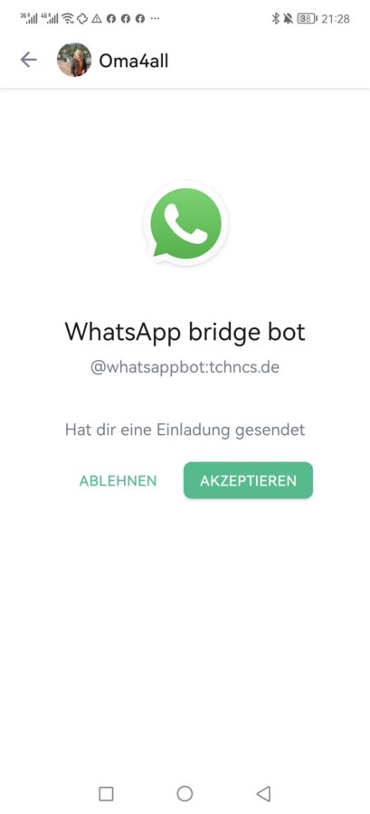 Whatsapp Messages in Matrix Element erhalten empfangen 2.app 