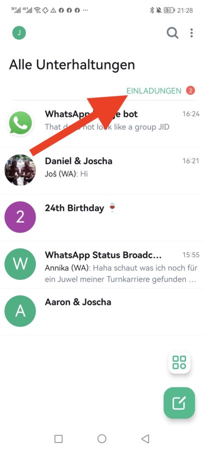 Whatsapp Messages in Matrix Element erhalten empfangen 3.app 