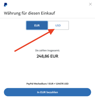 PayPal automatischen Wechselkurs deaktivieren 2