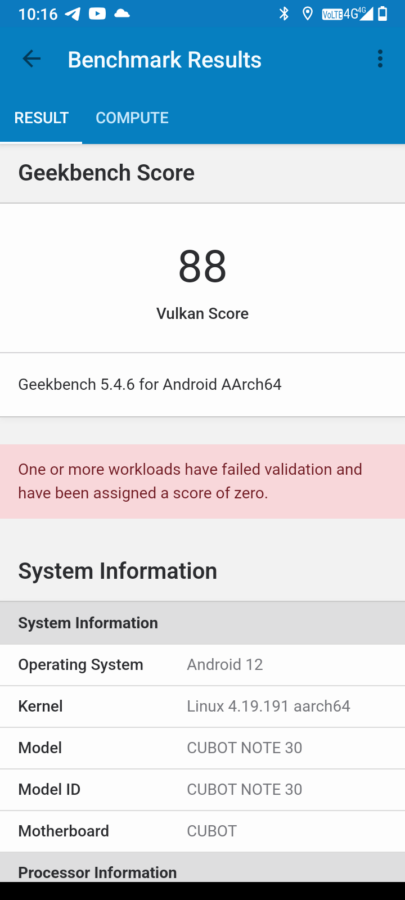 Cubote Note 30 Test Benchmarks System 9