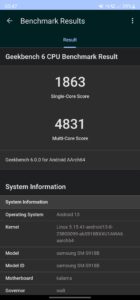 Samsung S23 Ultra Test Screenshot Geekbench 6