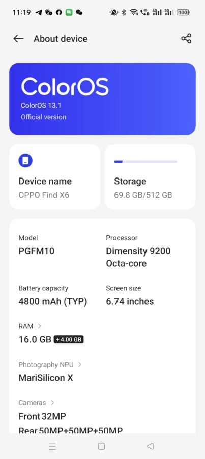 Oppo find x6 test coloros android 13 5