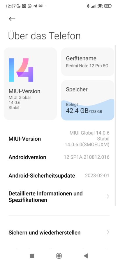 MIUI 14 Android 12 Redmi Note 12 Pro 5G 3