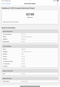 iPad Air 5 Test Screenshot Geekbench GPU