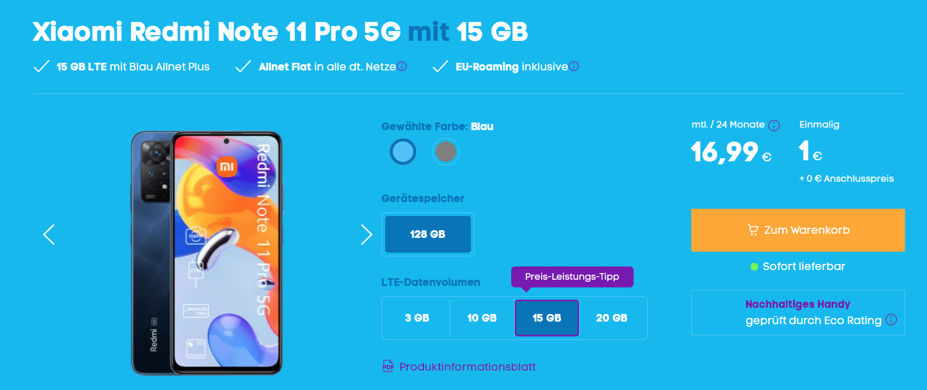 Xiaomi Redmi Note 11 Pro 5G Vertrag