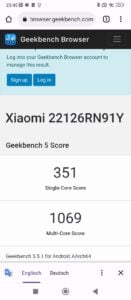Xiaomi Redmi 12C Geekbench