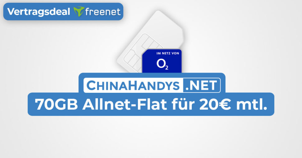 Freenet O2 70GB Mai 2023 Vertrag Deal Banner