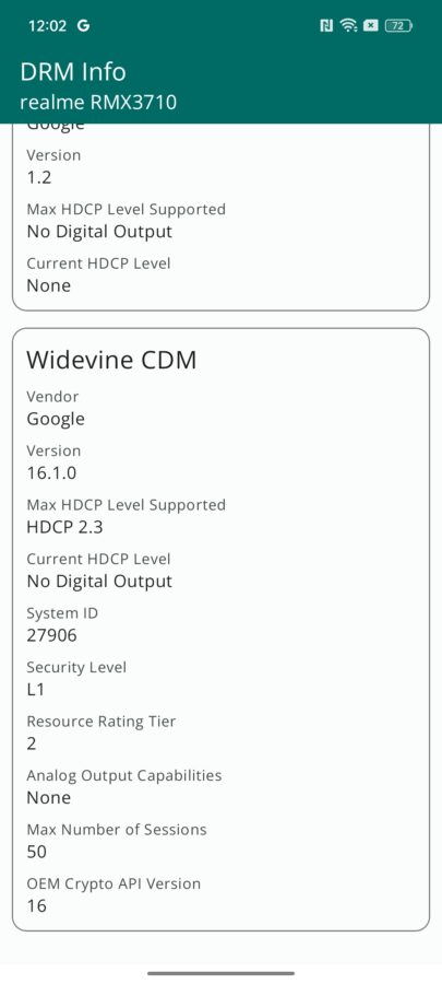 Screenshot C5 Display Widevin L1