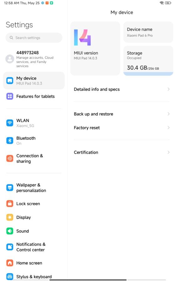 Xiaomi Pad 6 Pro MIUI for Pad 1