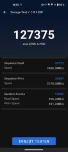 Asus ZenFone 10 Test Screenshot Speicher Benchmark