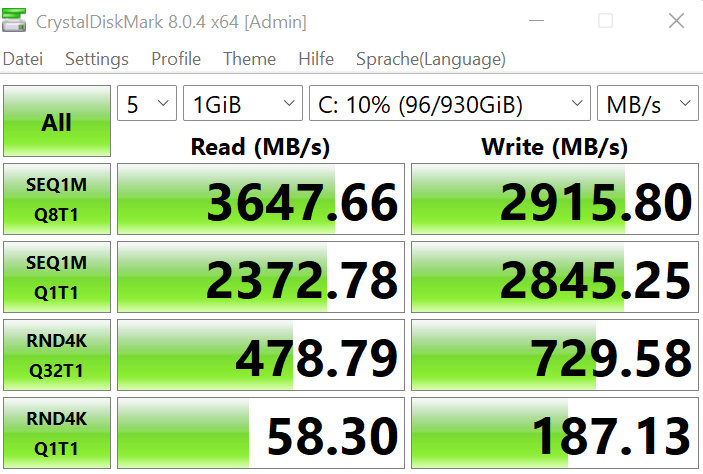 SSD Geschwindigkeit Geekom AS6 Test
