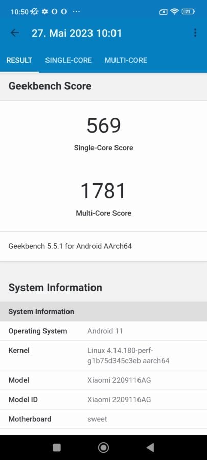 Redmi Note 12 Pro 4G GeekBench 5