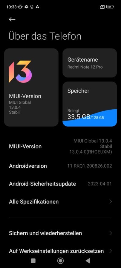 Redmi Note 12 Pro 4G MIUI 5
