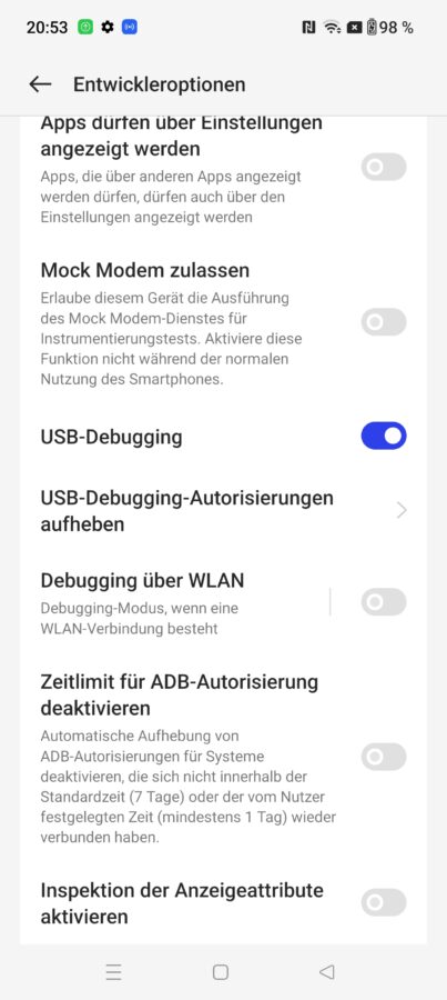 OnePlus Oxygenos Entwickleroptionen USB Debugging 3