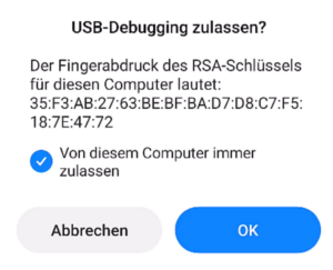Xiaomi USB Debugging zulassen