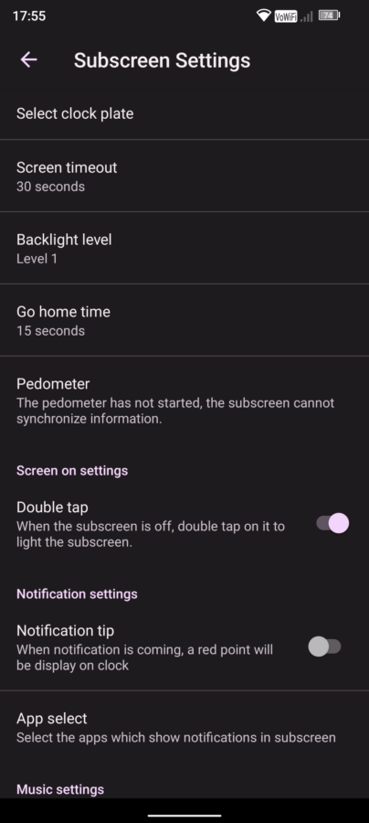 cubot kingkong 9 subscreen settings