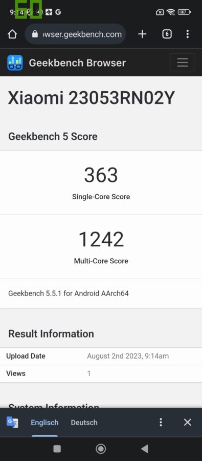 Redmi 12 com.android Geekbench 5