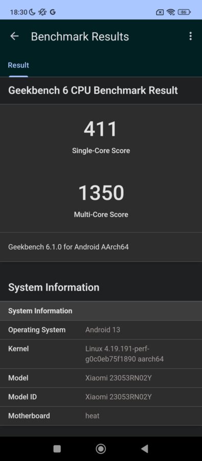 Redmi 12 com.android Geekbench 6