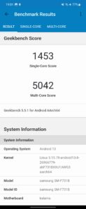Samsung Galaxy Z Flip 5 Test Screenshot Geekbench 5