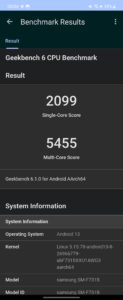 Samsung Galaxy Z Flip 5 Test Screenshot Geekbench 6