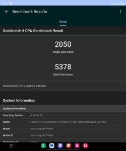 Samsung Galaxy Z Fold 5 Test Screenshot Geekbench 6