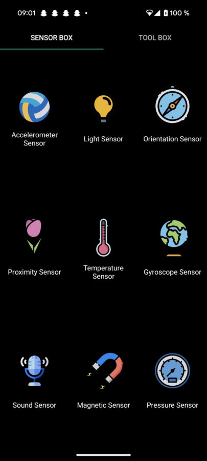 Screenshot pixel 8 test sensoren