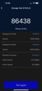 iPhone 15 Pro Test Screenshot Speicher 2