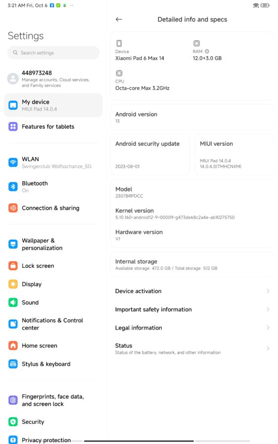 Xiaomi Pad 6 Max MIUI for Pad 6