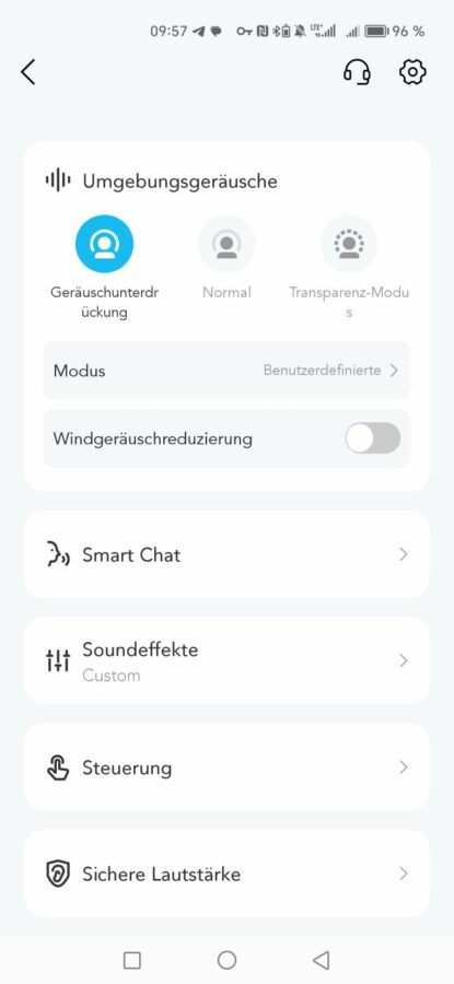 Soundcore Space One App NC und Transparenz 3
