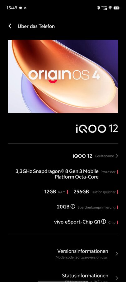 Vivo iQOO 12 Android 14 2 1