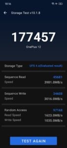 OnePlus 12 Test Screenshot Speicher Bench