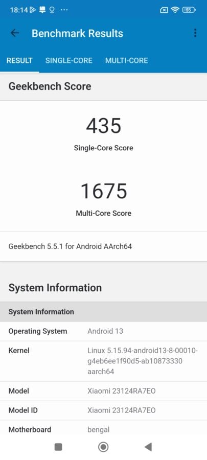 Redmi Note 13 4g geekbench5