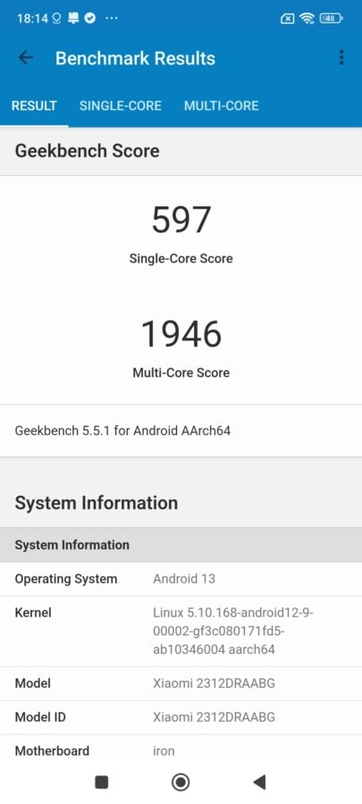 Xiaomi Redmi Note 13 4g geekbench5