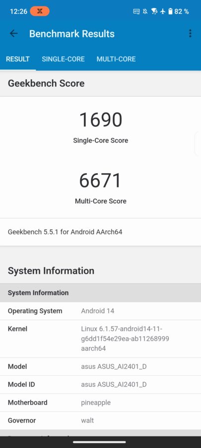 Asus ROG Phone 8 Pro Test Geekbench 5