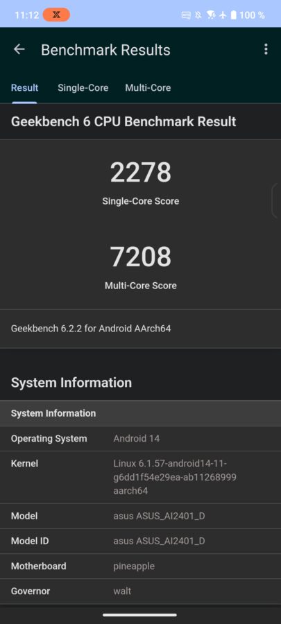 Asus ROG Phone 8 Pro Test Geekbench 6 X Mode