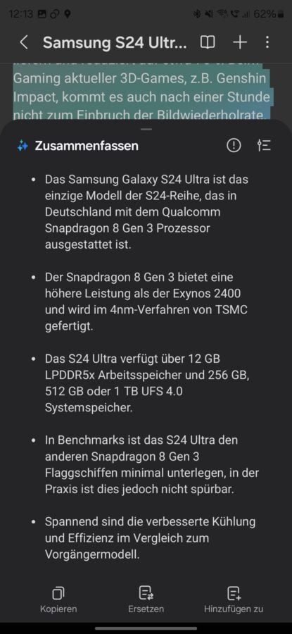 Samsung S24 Ultra Test Screenshot Notitzen