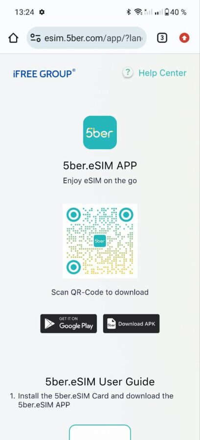 eSIM 5ber einrichten Test App 1