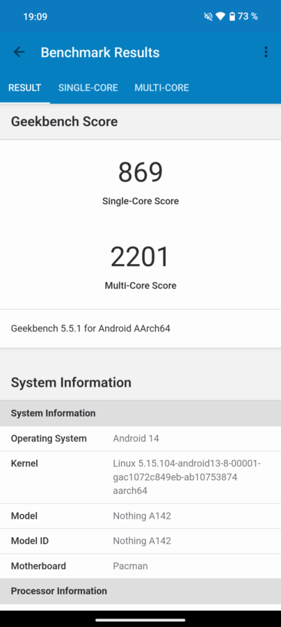 Nothing Phone 2a Test Screenshot Geekbench 5