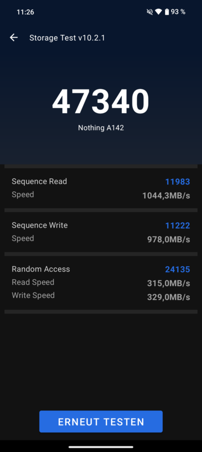 Nothing Phone 2a Test Screenshot Speicher