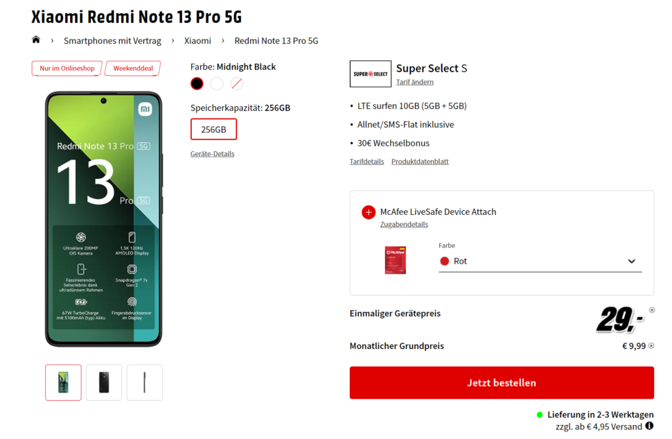 Note 13 Pro 5G Super Select S Angebot
