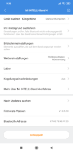 Xiaomi Mi Band 4 Einstellungen 2